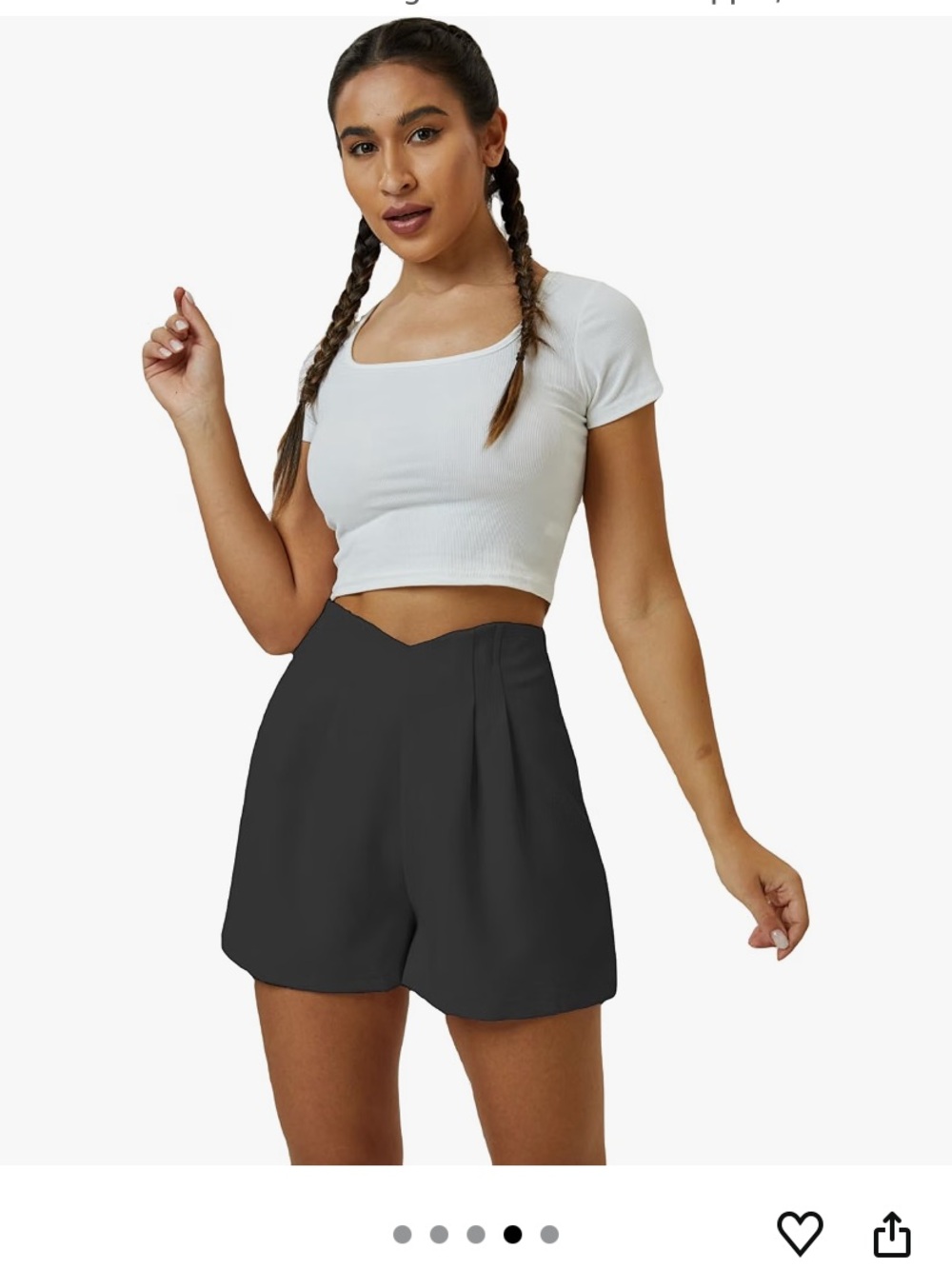 High-Waisted Pleated Wide Leg Dressy Shorts - Black